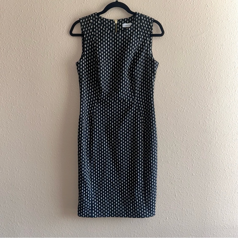 Calvin Klein Black and White Patterned Midi Dress